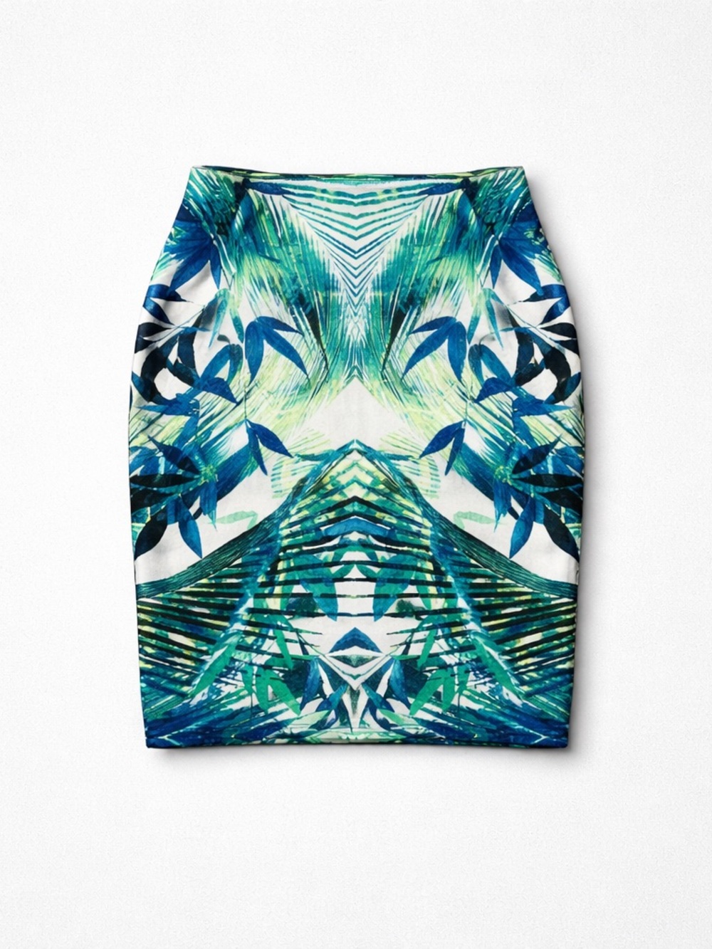 Apt. 9 Tropical Leaf Pencil Skirt - Teal Blue Green